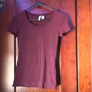 Short sleeved, maroon shirt